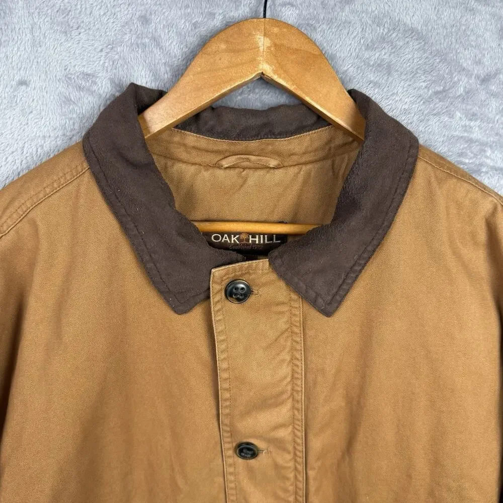 Vtg Canvas Chore Barn Jacket‎ Coat Men's 2XL Oak Hill Brown Front Zip Button